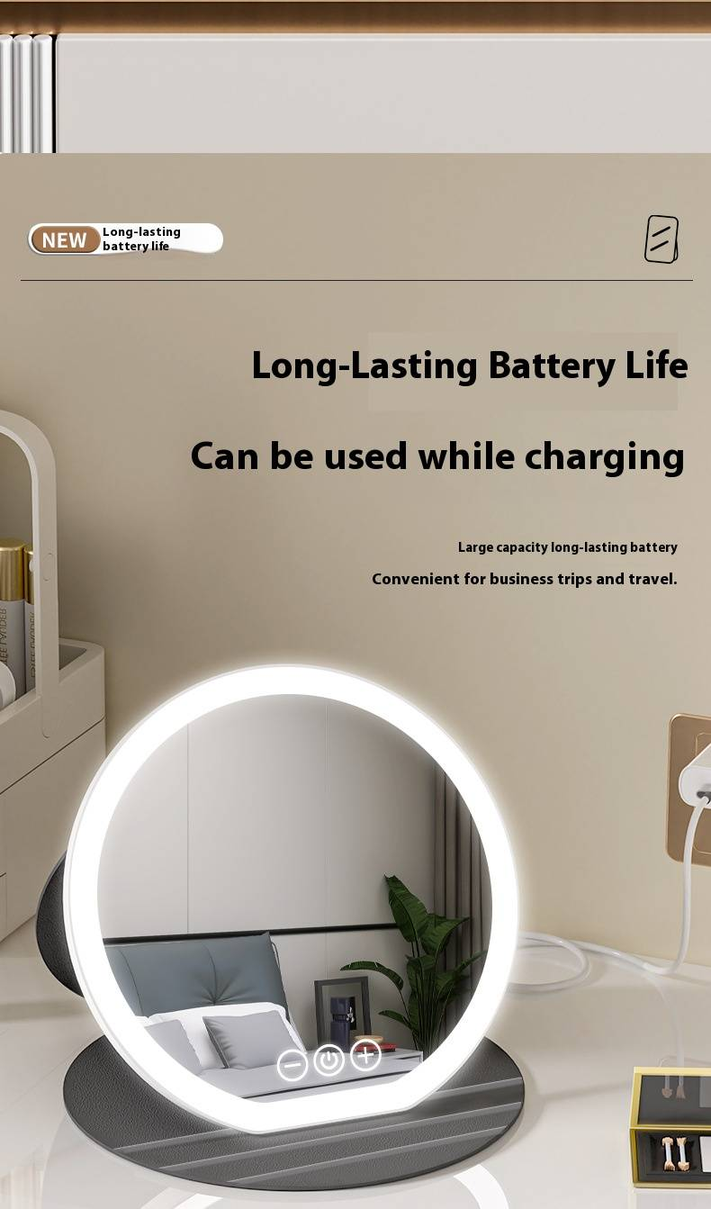 3-farbiger LED-Kosmetikspiegel mit Touch-Steuerung – faltbarer Schminkspiegel für Zuhause, Büro und unterwegs (Schwarz/Weiß/Pink, über USB wiederaufladbar, HD-Spiegel)_voghion.com