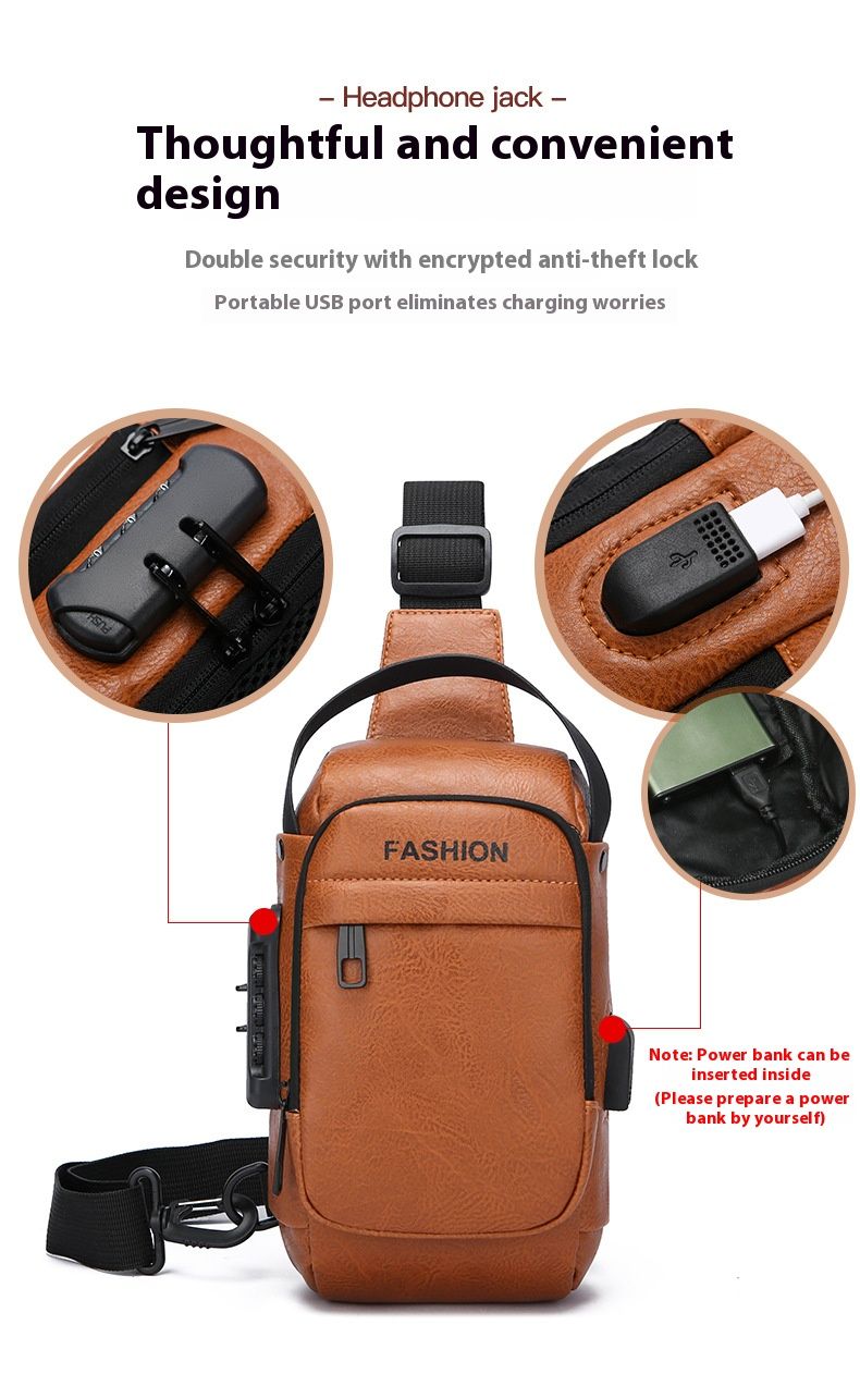 Wasserdichte Umhängetasche für Herren für Outdoor-Sport und den täglichen Gebrauch – USB-Ladeanschluss, Anti-Diebstahl-Design, leichte Brusttasche aus Nylon_voghion.com