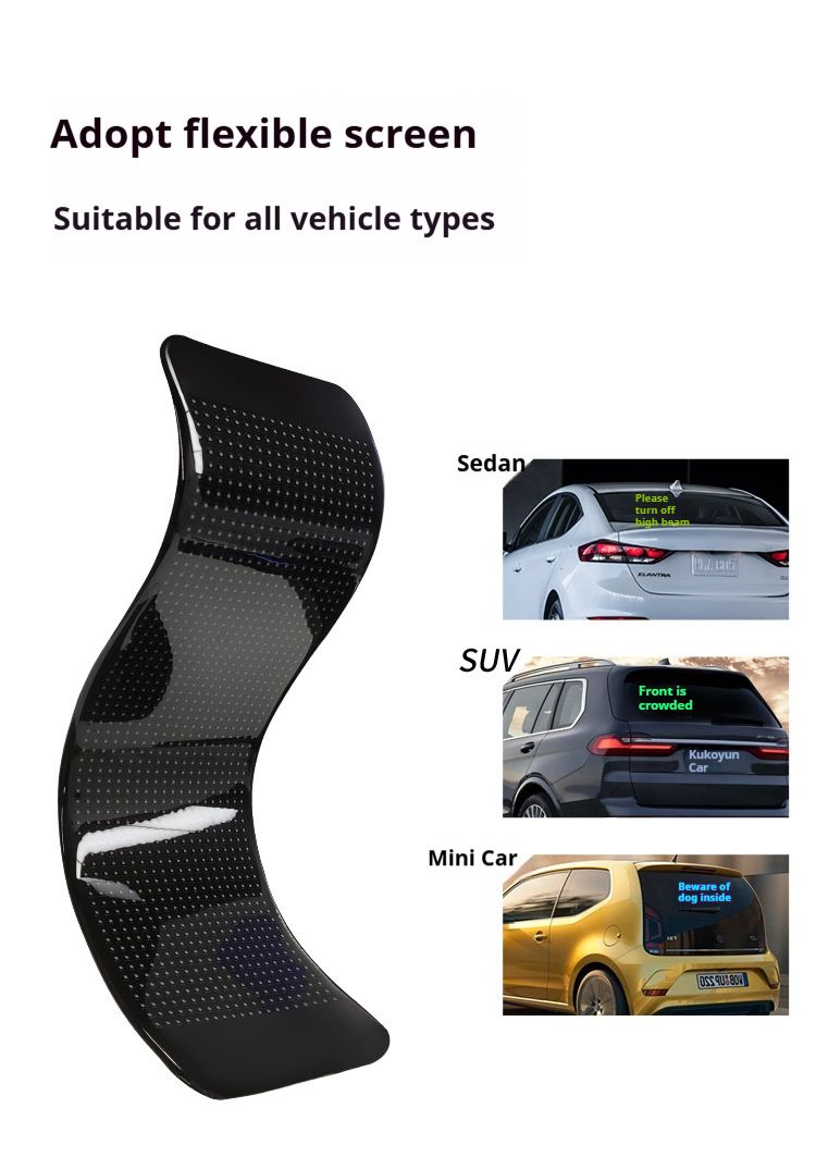 Display LED RGB USB per lunotto posteriore dell'auto, schermo flessibile morbido con effetti HD a colori, design fai da te con occhio di demone, controllo Bluetooth, impermeabile_voghion.com