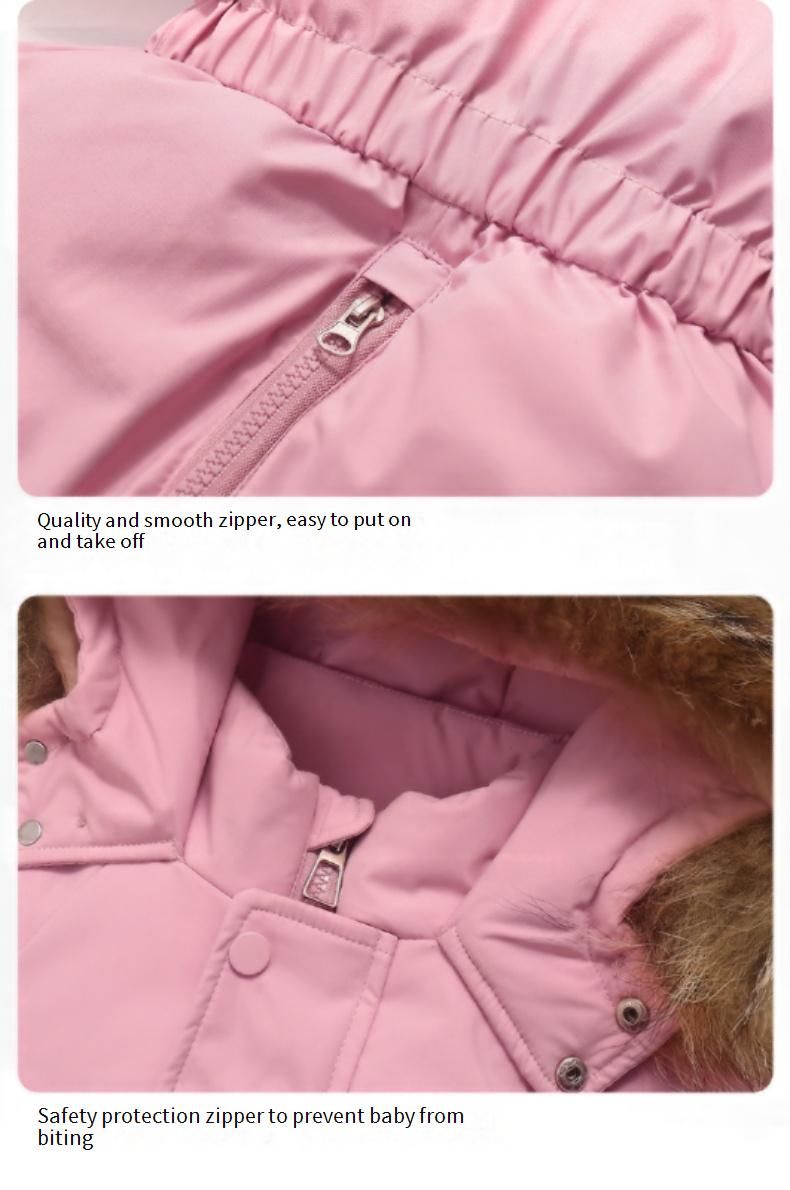 Premium Snowsuit For Toddlers - 85% White Duck Down One-Piece Winter Suit With Detachable Crotch (90-120cm)_voghion.com