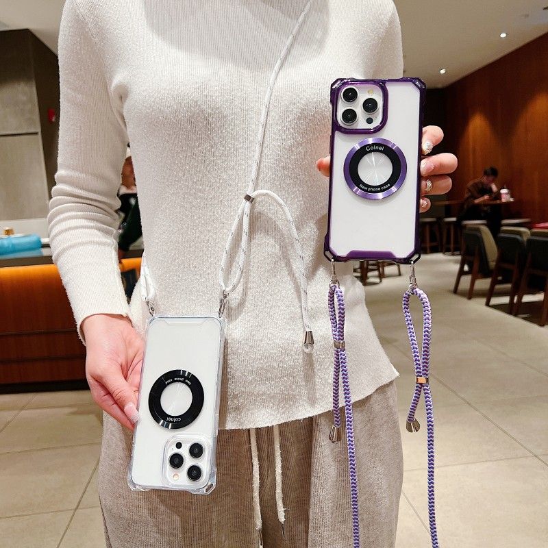 Wireless Magnetic Strap Case Samsung Galaxy S24 Ultra S23 Plus S22 S21 S20 FE A15 For Magsafe Charge Crossbody Lanyard_voghion.com