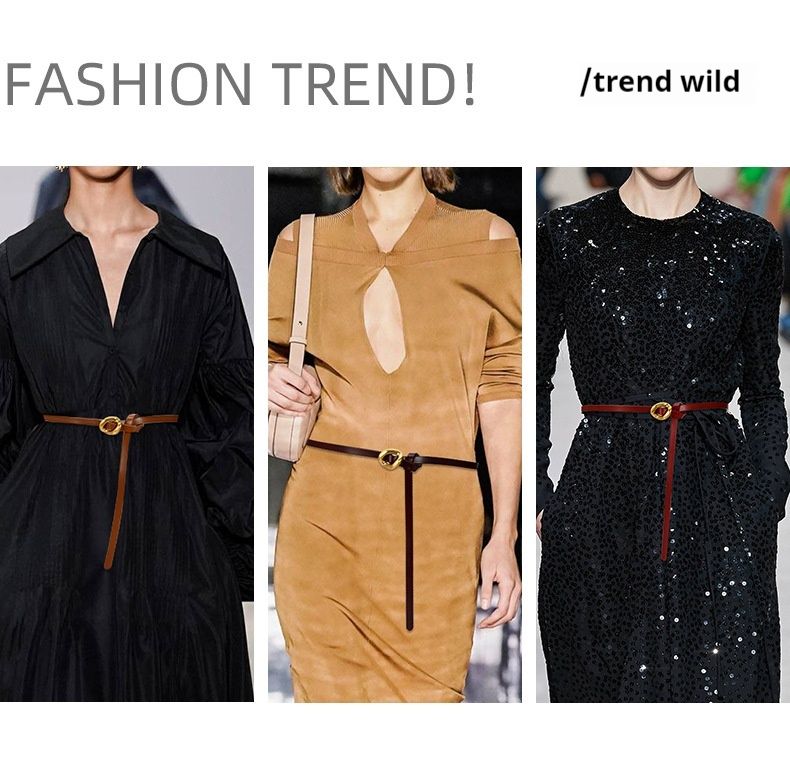 Neuer Ledergürtel, schmaler Taillengürtel für Damen, Dekoration mit Kleid, schmaler Gürtel, kleine Taillenkette im duftenden Stil, Retro-Taillengürtel und Accessoires_voghion.com