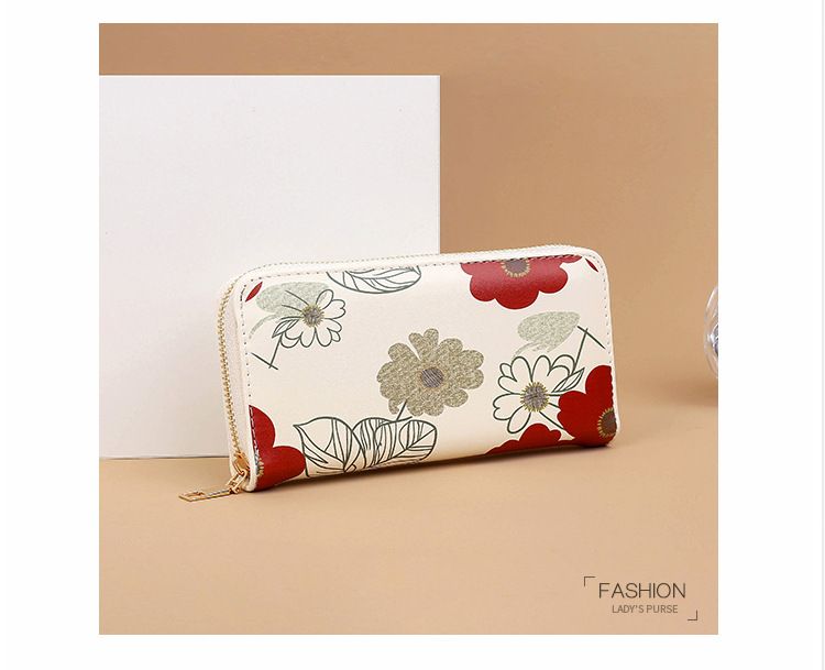 Torebki damskie Portfel Damska modna torebka wieczorowa z nadrukiem kwiatowym Wersja damska Portfel PU o dużej pojemności, etui na karty, portmonetka na monety_voghion.com