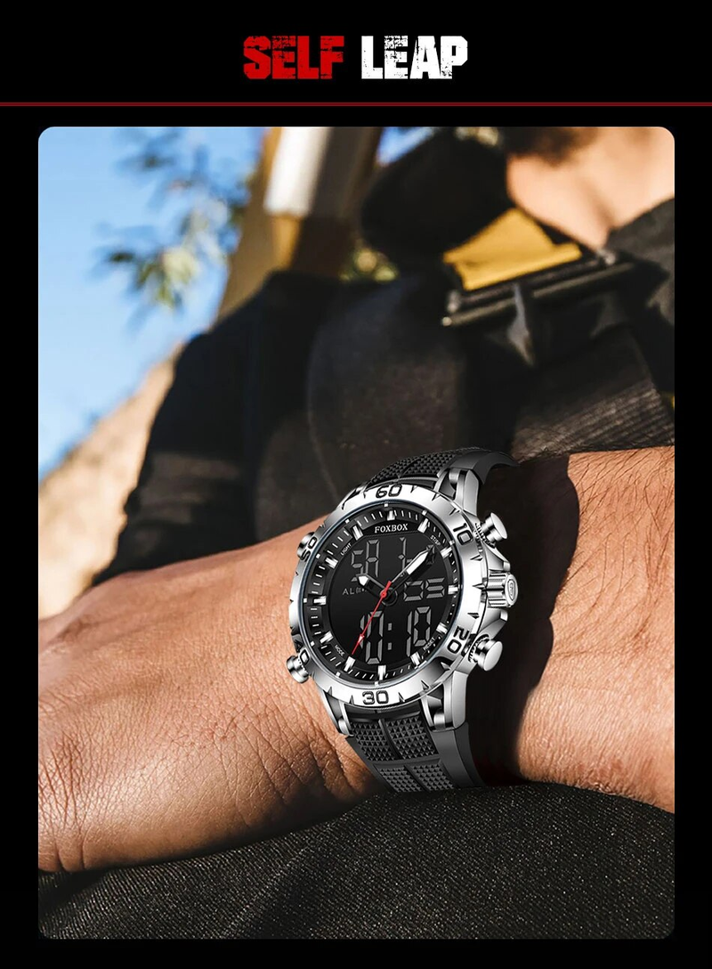 Orologi da uomo Orologio da polso da uomo d'affari luminoso con doppio display Orologio da uomo al quarzo sportivo con cinturino in silicone autentico_voghion.com