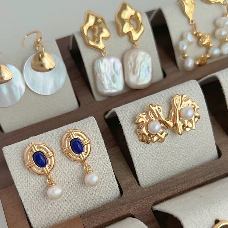 Orecchini a bottone in metallo argentato con perle geometriche, stile francese, personalità, moda, temperamento, nuovi gioielli_voghion.com