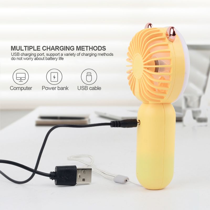 Przenośny, miniaturowy, składany, wiszący wentylator na szyję, 3-biegowy, ładowany przez USB, z małą lampką nocną LED, prezent na lato_voghion.com