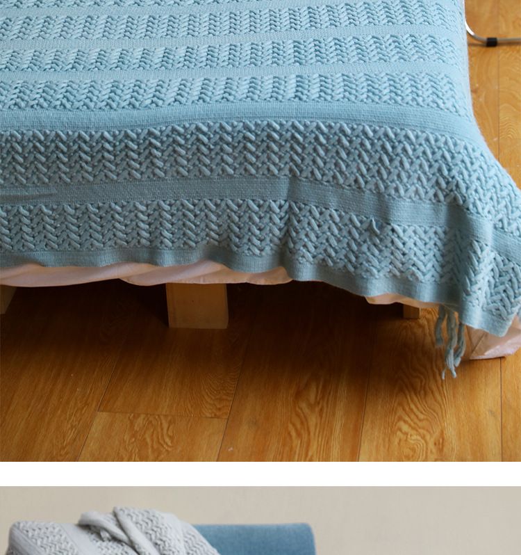 Pletený potah na pohovku v severském stylu, hotelový přehoz, šátek s dutým koncem postele_voghion.com