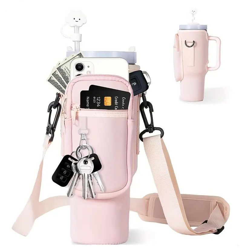 Neopren vannkoppholder med crossbody vannkopp oppbevaringspose multifunksjonell 40OZ ekstern varmeisolerende håndtak krusholder vannkoker_voghion.com