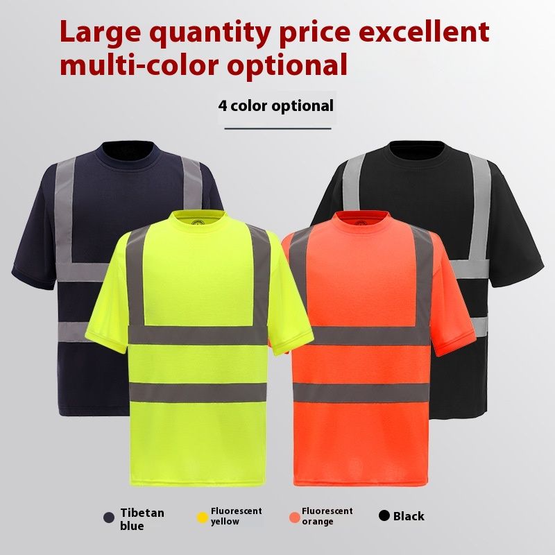 Koszulka z okrągłym dekoltem dostępna w magazynie do zastosowań budowlanych, magazynowych, bezpieczeństwa na drodze, odzieży odblaskowej, z krótkim rękawem na lato_voghion.com