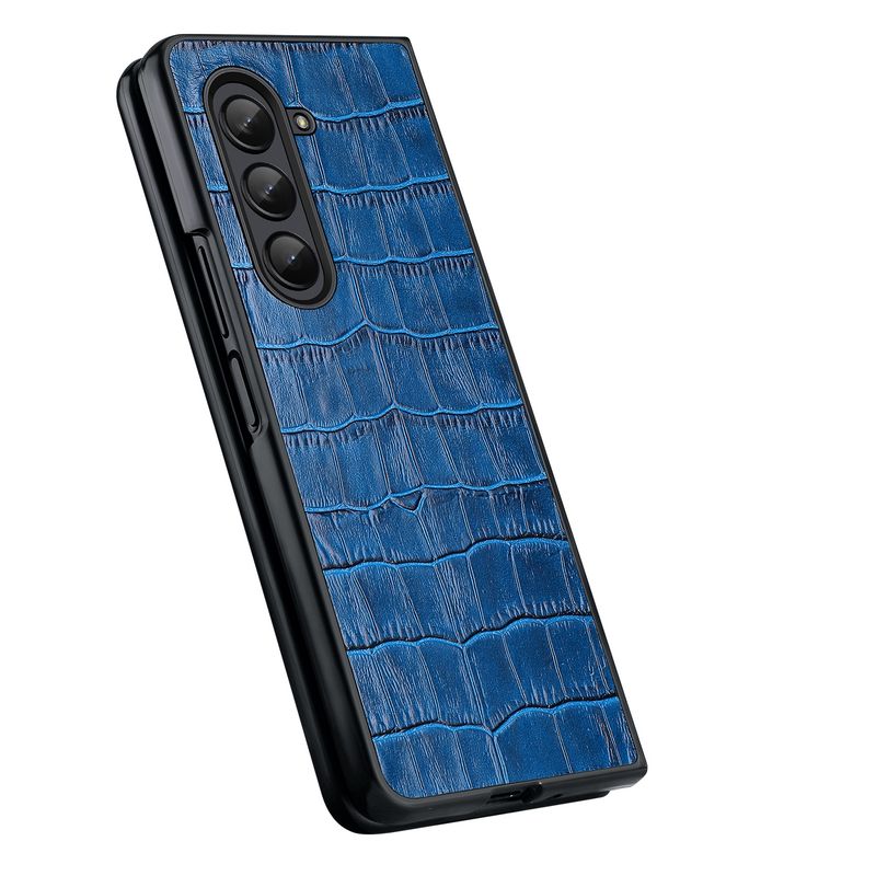 Applicable to Samsung zfold5 mobile phone casecrocodile pattern protective case, leather folding screen_voghion.com