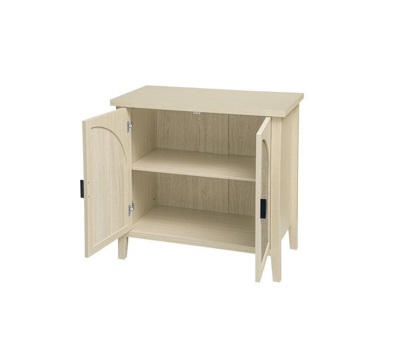Credenza in rattan Naturfarben Mit Gebogenen Türen, Beistellschrank Für Wohnzimmer_voghion.com