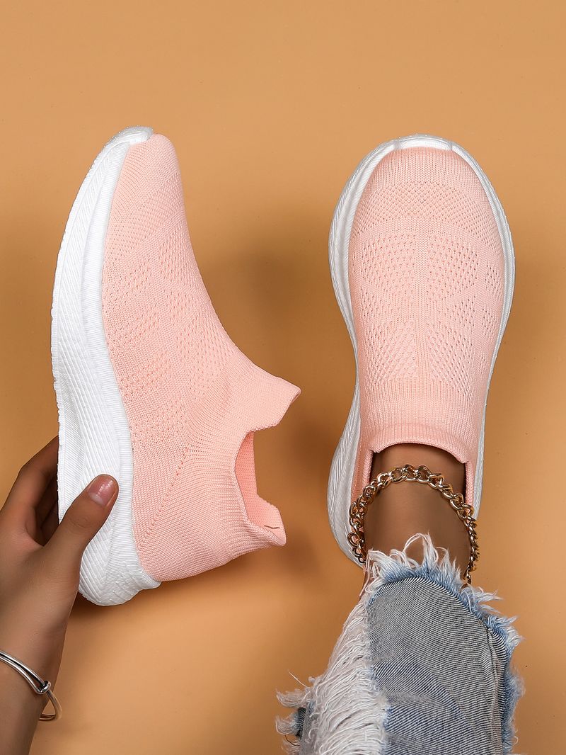 Plus Size Women's Breathable Sock Sneakers Slip-On Lazy Shoes_voghion.com