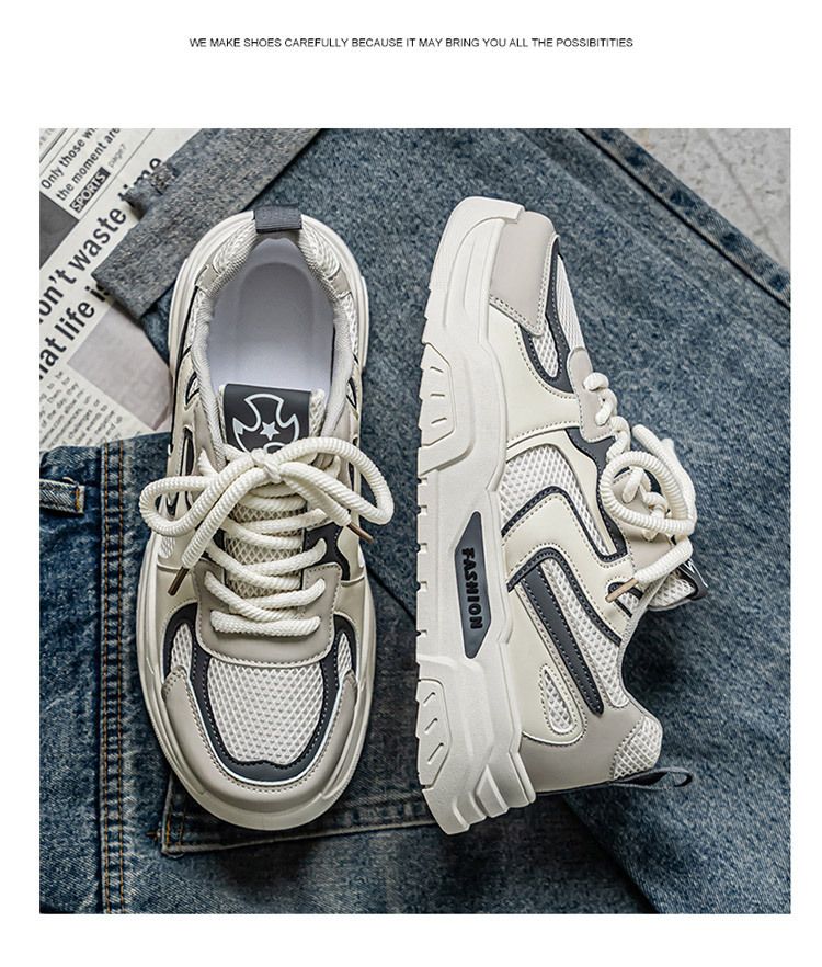 Herbst Neue atmungsaktive Mesh-Weiß Herren Trendy Vielseitige Sport Casual Sneakers mit dicken Sohlen Papa Schuhe_voghion.com