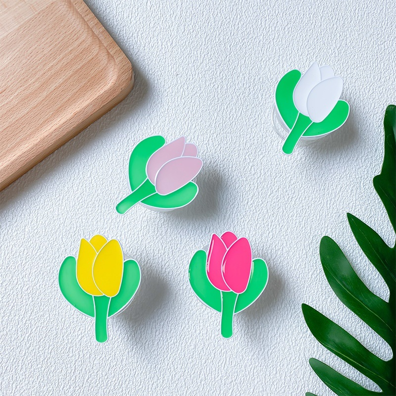 Porta cellulare airbag coreano Instagram custodia per cellulare piccolo fiore di tulipano fresco con fibbia ad anello decorativo sul retro_voghion.com