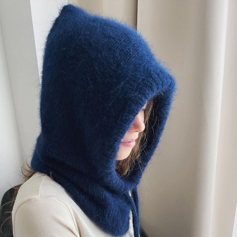 Cagoule coréenne, style étranger, mode automne-hiver, écharpe chaude, col intégré, bonnet tricoté en laine pour femme_voghion.com