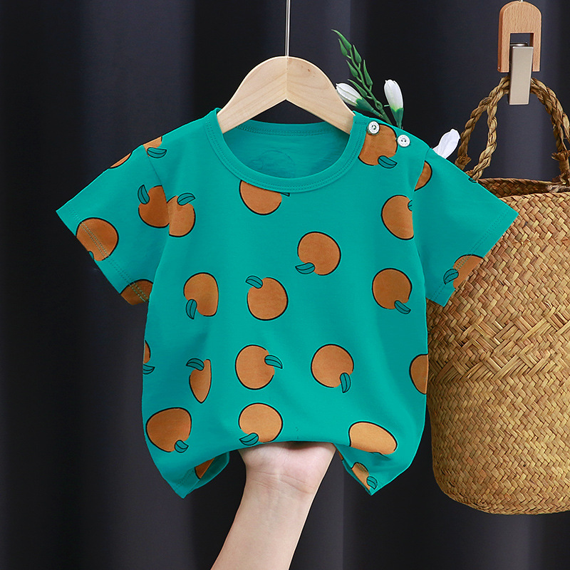 Lasten lyhythihainen t-paita, puhdasta puuvillaa, tyttöjen ja vauvojen kesävaatteita, poikien paita vuodelle 2023_voghion.com