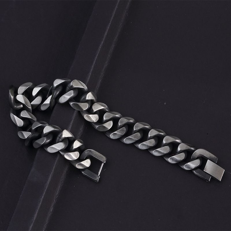 Kubanisches trendiges Titanstahl-Hip-Hop-Armband für Herren, Nischendesign, Schmuck für Männer und Frauen_voghion.com