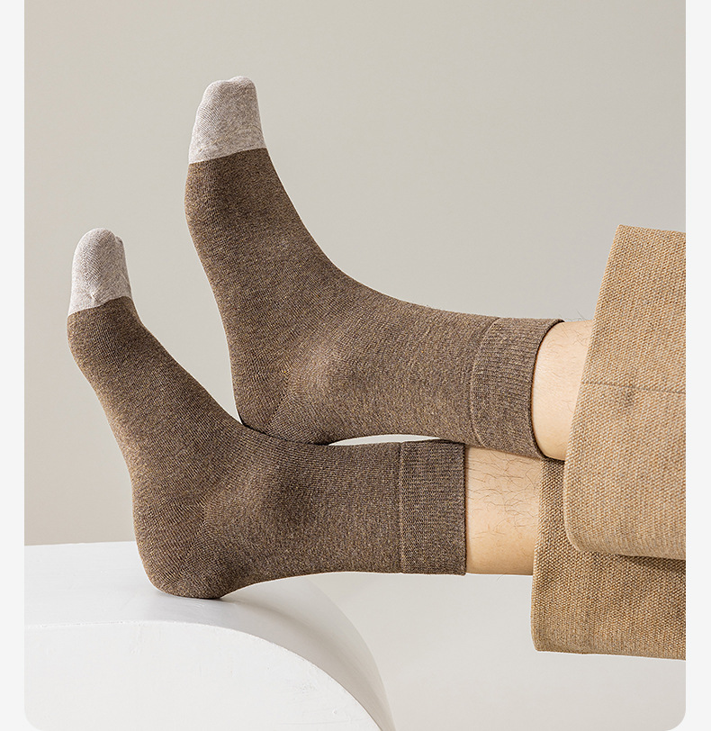 Skarpety Crew Socks 95% bawełny Skarpety męskie na wiosnę i jesień Bez fiszbin, środkowe rurki, pochłaniające pot, oddychające, biznesowe, na cztery pory roku, czarne_voghion.com