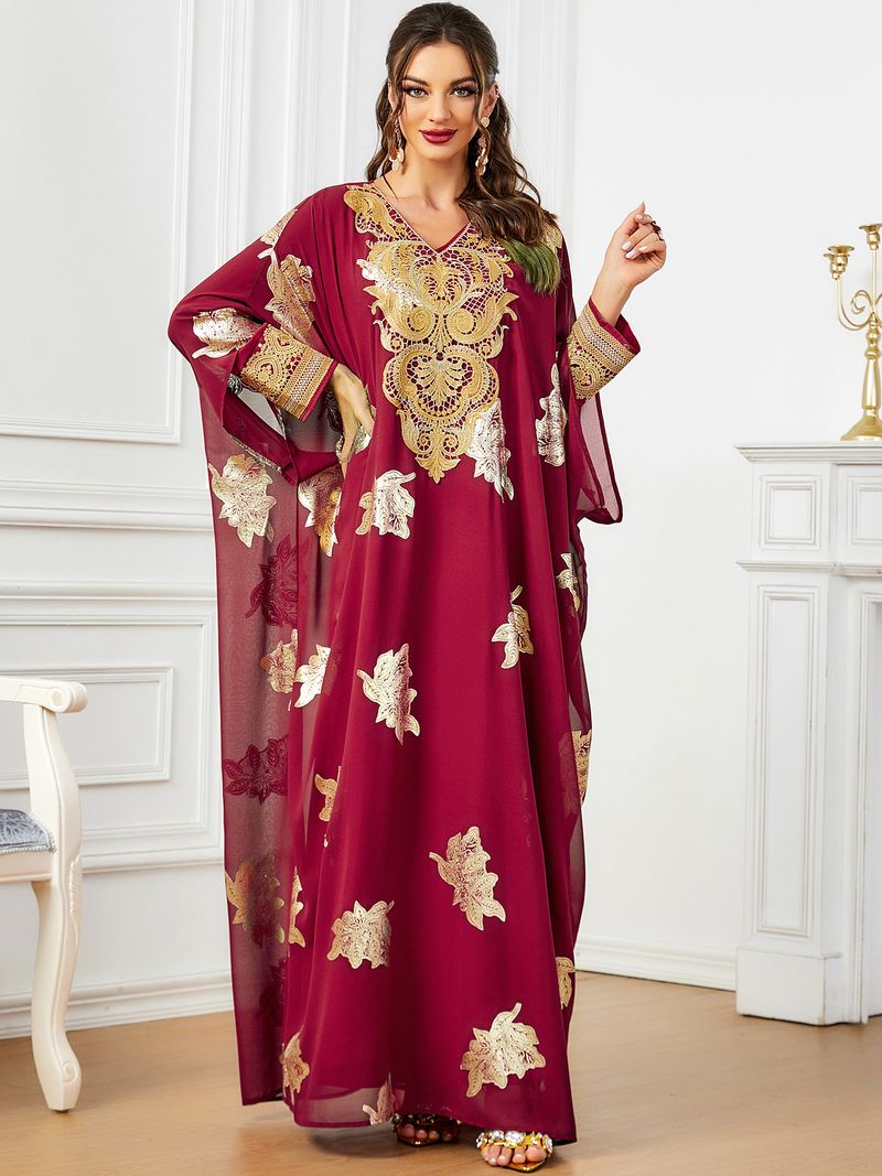 Nuovo abito musulmano con stampa a caldo, abito largo in due pezzi per donna araba_voghion.com