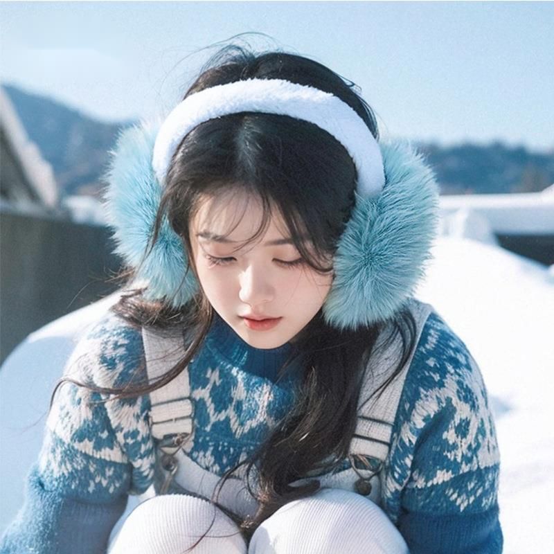 Chaussettes chaudes d'automne et d'hiver pour étudiantes, cache-oreilles mignons et chauds pour les trajets domicile-travail, cache-oreilles en peluche imperméables et chauds._voghion.com