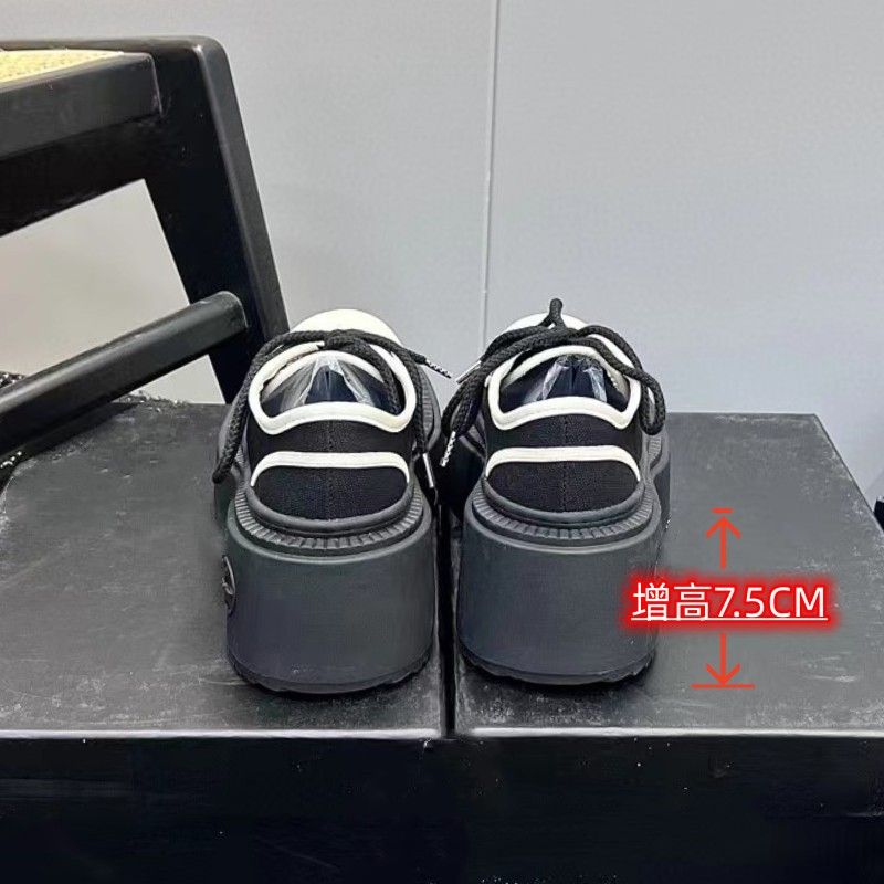 Scarpe basse con tacco largo, allacciate, casual, con suola spessa, con allacciatura e blocco di colore, versatili, con punta grande_voghion.com