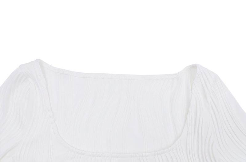 Magliette a maniche lunghe con texture sexy, estetiche, con scollo quadrato, aderenti, di base, nuove, da donna, casual, da strada, Harajuku_voghion.com