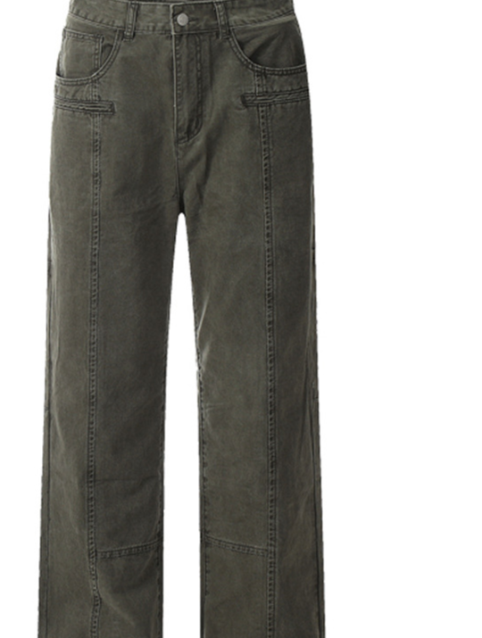 Abbigliamento da donna retrò tridimensionale lavato tuta per le donne tuta larga impilata per uomini e donne_voghion.com