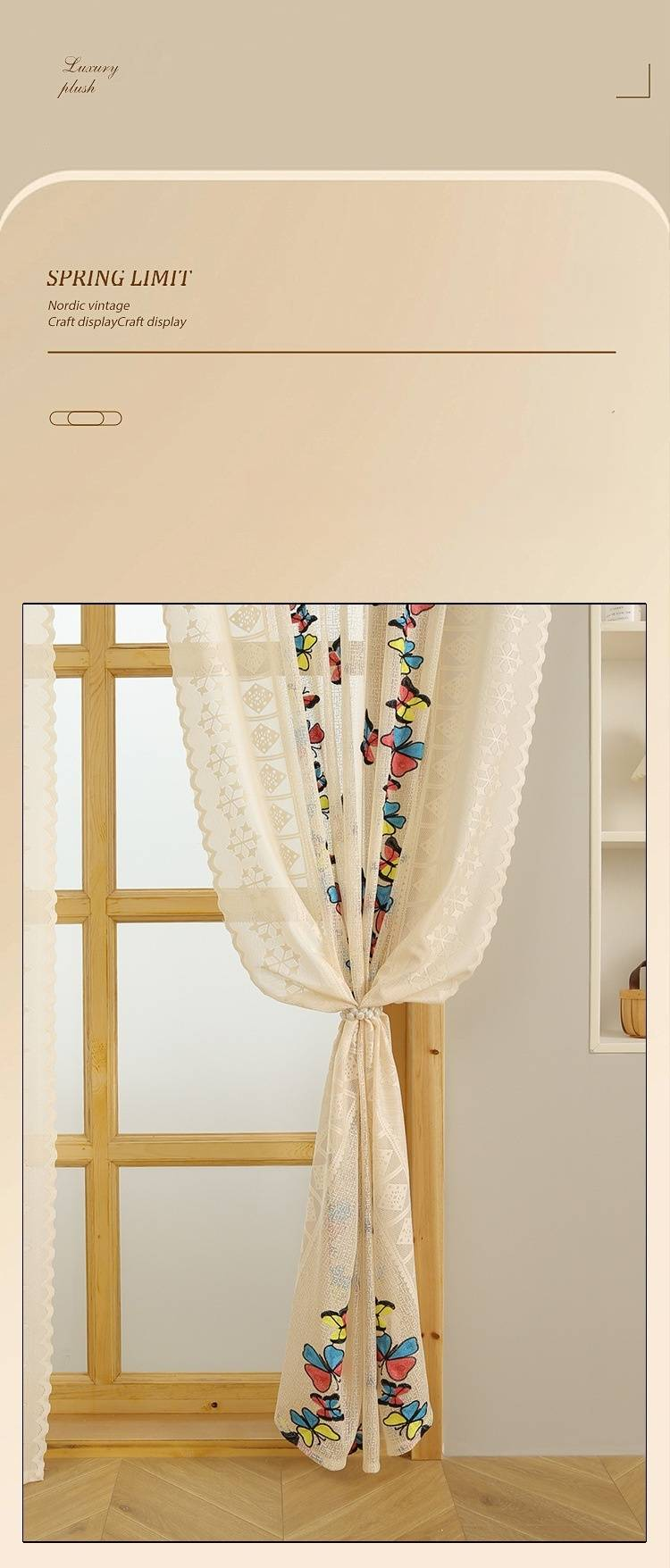 Tende trasparenti ricamate a farfalla in stile francese - Tende in voile color crema per camera da letto e soggiorno (filtrano la luce, elegante decorazione per la casa)_voghion.com