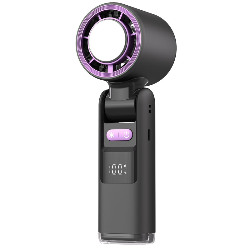 Tragbarer Handventilator mit Eiskühler, Monitor, wiederaufladbarer persönlicher Ventilator mit 3600 mAh, ultraklein, aber leistungsstark, kleiner Taschenventilator_voghion.com
