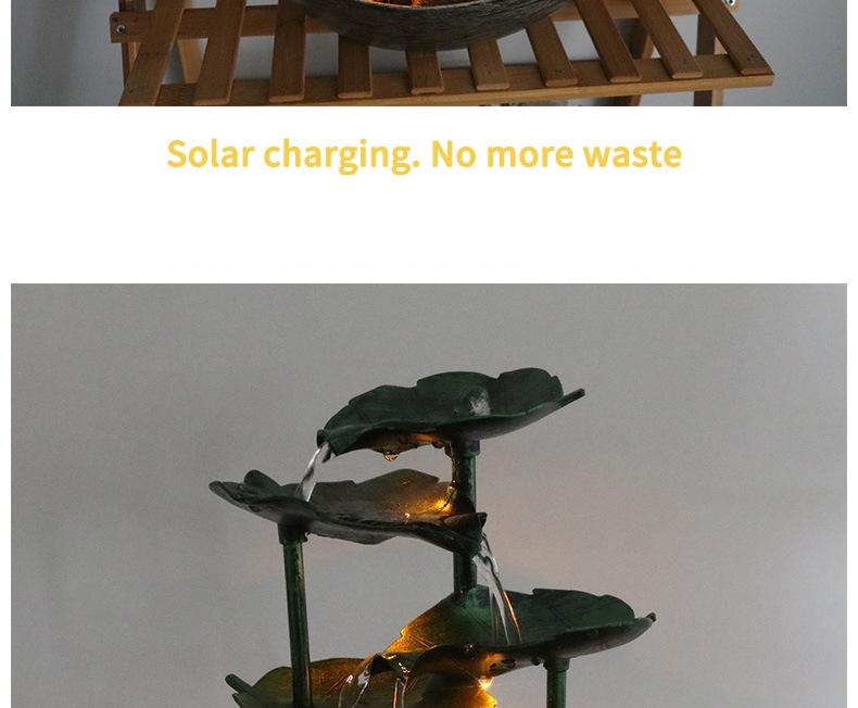 Lampada da scrivania Zen Fountain - Decorazione a cascata a LED alimentata tramite USB con ciclo di flusso, luce Feng Shui per la ricchezza e il relax per casa/ufficio_voghion.com