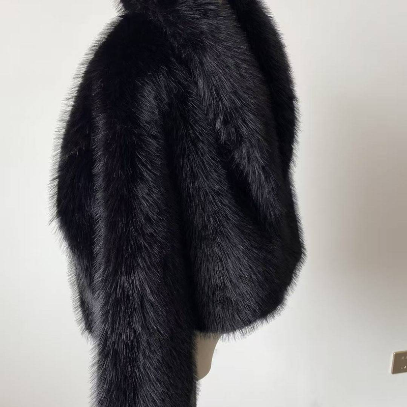 Kunstpelzjacke Damenmode Eleganter Kunstfuchspelzmantel Kurz Geschnitten Lässige Streetwear Mit Taschen (Mehrere Farben)_voghion.com