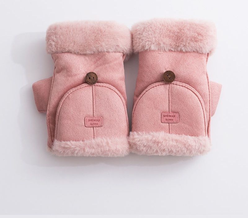 Guanti da ufficio con mezze dita, foderati in pile scamosciato, caldi e invernali, touchscreen e patta_voghion.com