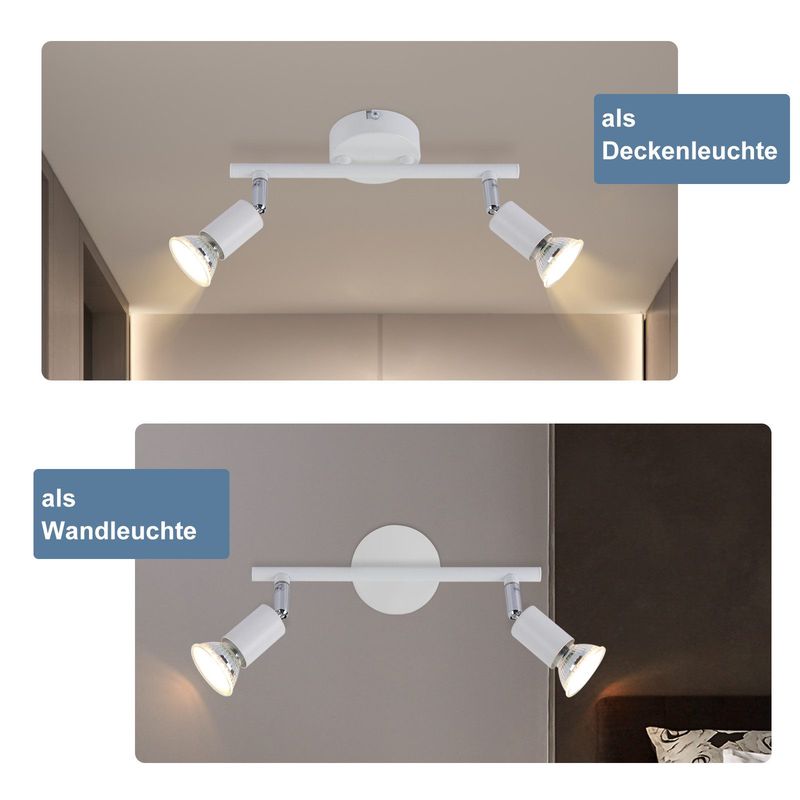 Glitzerlife LED Deckenleuchte GU10 Weiß - Moderne Deckenlampe 2 Flammig Deckenspots Wand Modern Deckenstrahler Für Wohnzimmerlampe Schlafzimmer Badezimmer Küche_voghion.com