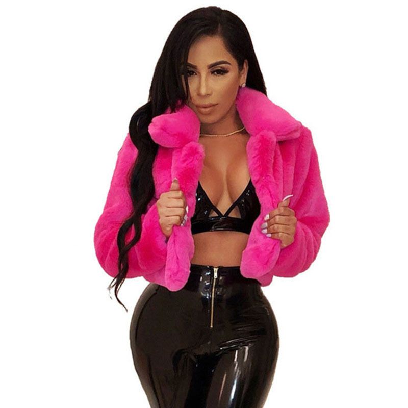 Damenbekleidung Damen Kunstpelzkragen Mantel Kurze Jacke Flauschiges Fleece Top Mode Oberbekleidung Plus Size Heißer Verkauf_voghion.com