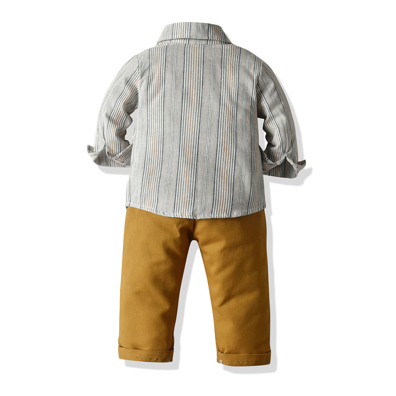 Abbigliamento per bambini Completo da ragazzo, camicia a righe e pantaloni lunghi per ragazzi_voghion.com