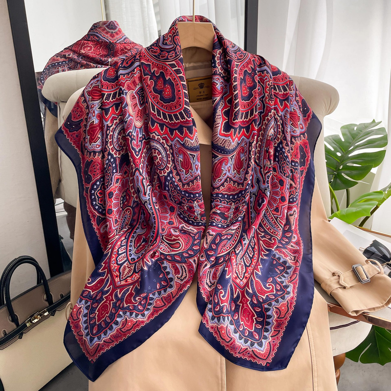 Indischer Stil Cashewnuss Pais Imitation Seide Twill Sandwäsche 110 großer quadratischer Schal weicher klebriger Damenschal Schal_voghion.com