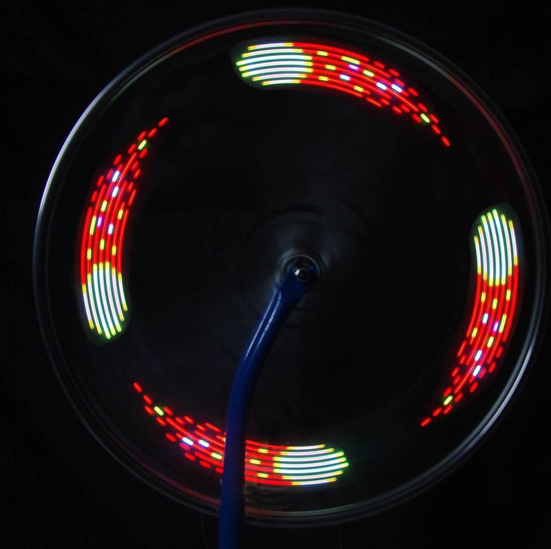Mountainbike-Speichen-LED-Feuerrad, mehrfarbiges Muster, doppelseitiger Stahldraht, Vibrationssensor, Doppelsensor, Farblicht_voghion.com