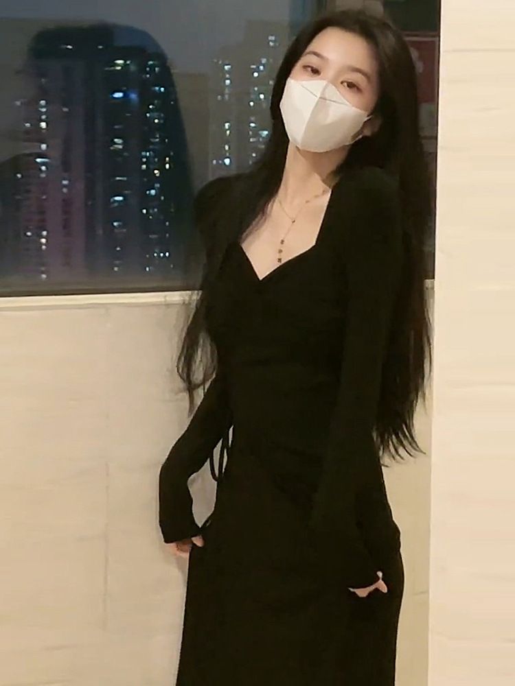 Frühen 2025 Neue Stiefmutter Bodycon Hot Girl Französisch Stil High-End Langarm Kleid Für Frauen Herbst_voghion.com