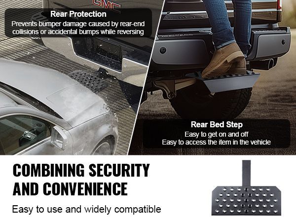 VEVOR Hitch Step For 2" Receiver Universal Trailer Tow Rear Bumper Guard Steel_voghion.com