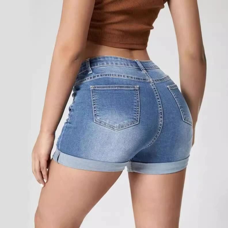 Women's Clothing Jeans High Waist Comfortable Slim Fit Fashionable Straight Casual Denim Shorts_voghion.com