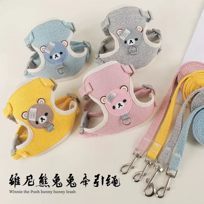Coleira estilo colete Teddy Bichon Peitoral para cães pequenos Gatos Andando Coelho Corda Corrente Suprimentos para animais de estimação_voghion.com