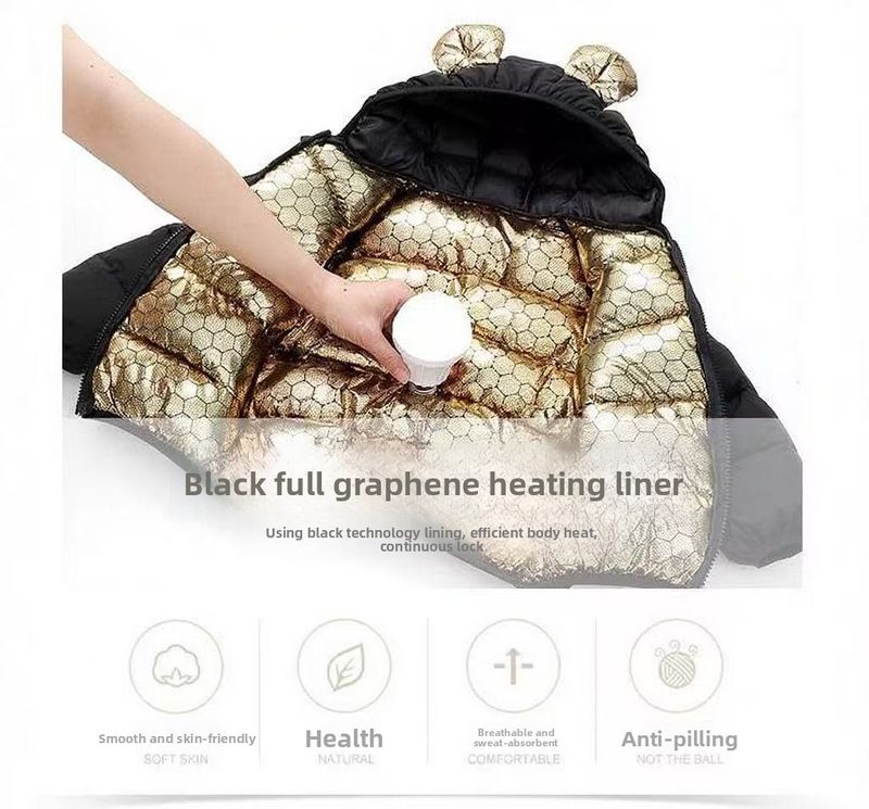Giacca imbottita per bambini Black Gold, in grafene, autoriscaldante, in cotone, per bambini, capispalla più spessi_voghion.com