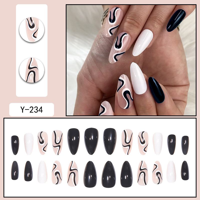 Wiederverwendbares Set mit aufklebbaren Nägeln – trendige Farbverläufe und minimalistische Designs, einfach anzubringende künstliche Nägel für mühelose Schönheit (mehrere Farben und Stile)_voghion.com
