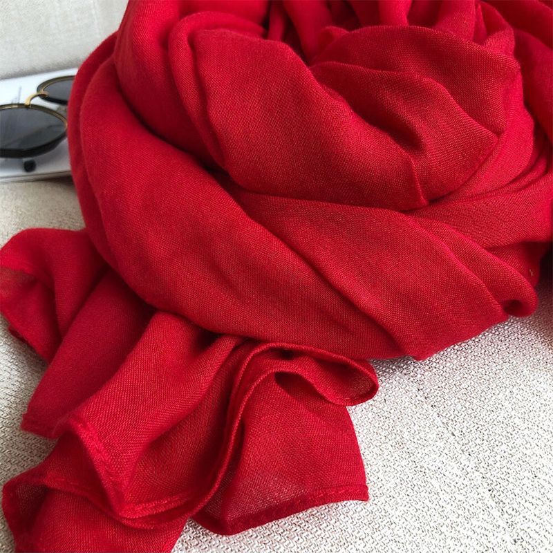 2025 New Summer Pure Color Tibetan Travel Photography Red Shawl Desert Scarf Ladies Shawl_voghion.com