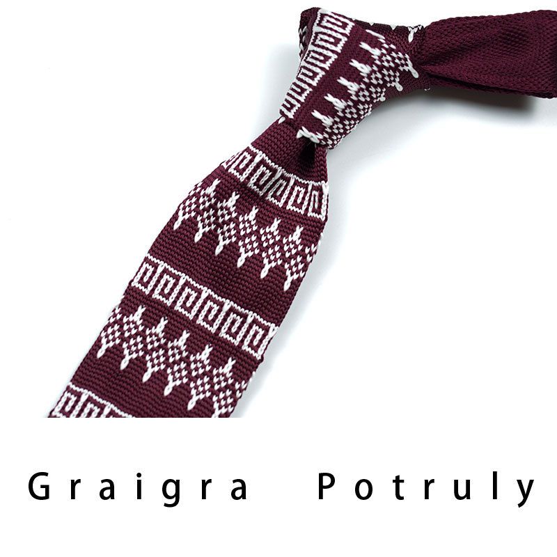 Men's Ties & Handkerchiefs style ethnic style coffee color yellow gray dark green width 6CM men's knitted tie_voghion.com