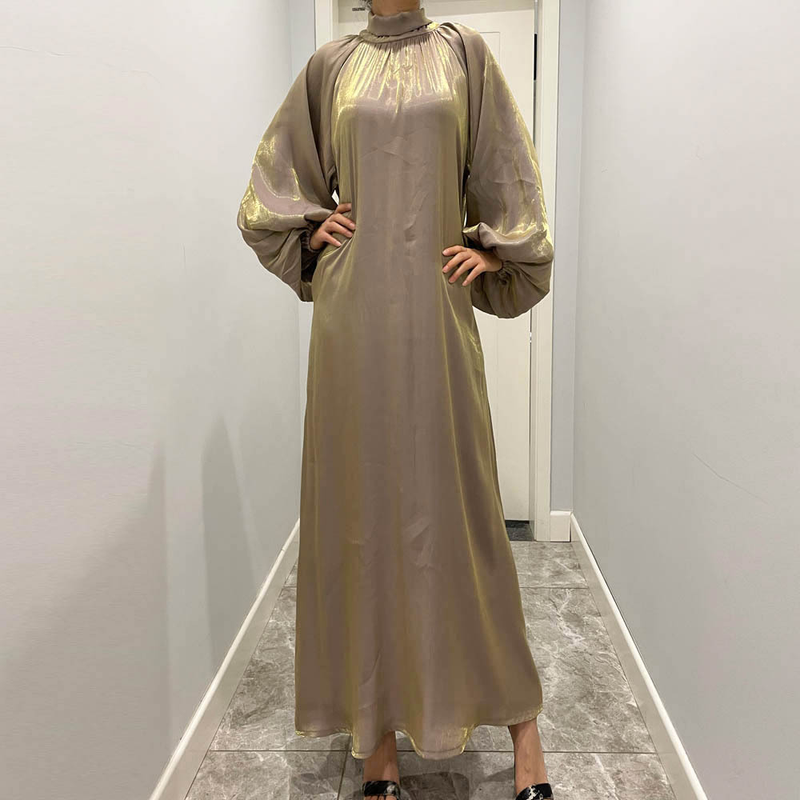 Abbigliamento femminile Abito da donna con maniche a lanterna Abito musulmano del Medio Oriente Musulmano_voghion.com