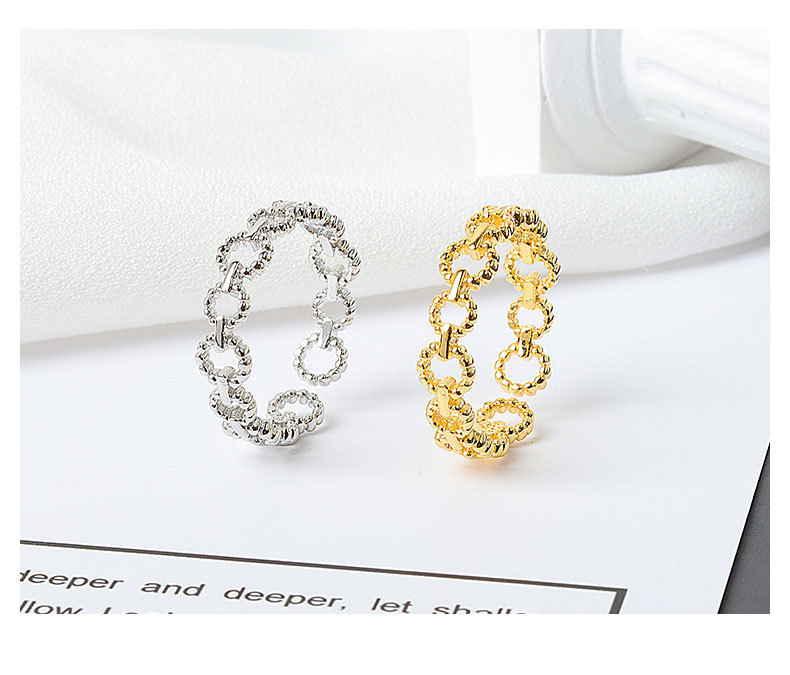 Sterling Venus Sier New Simple Design Hug Shape Gold Color Rings Retro Distressed Opening Handmade Ring F_voghion.com