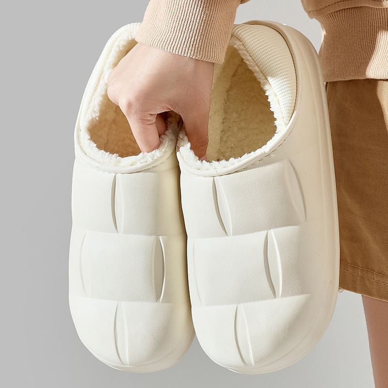Tasche und wasserdichte Damen im Winter mit Plüschisolierung, Schuhe für Paare, Baumwollpantoffeln mit geräuschlosem Fell, Panda-spezifisch_voghion.com