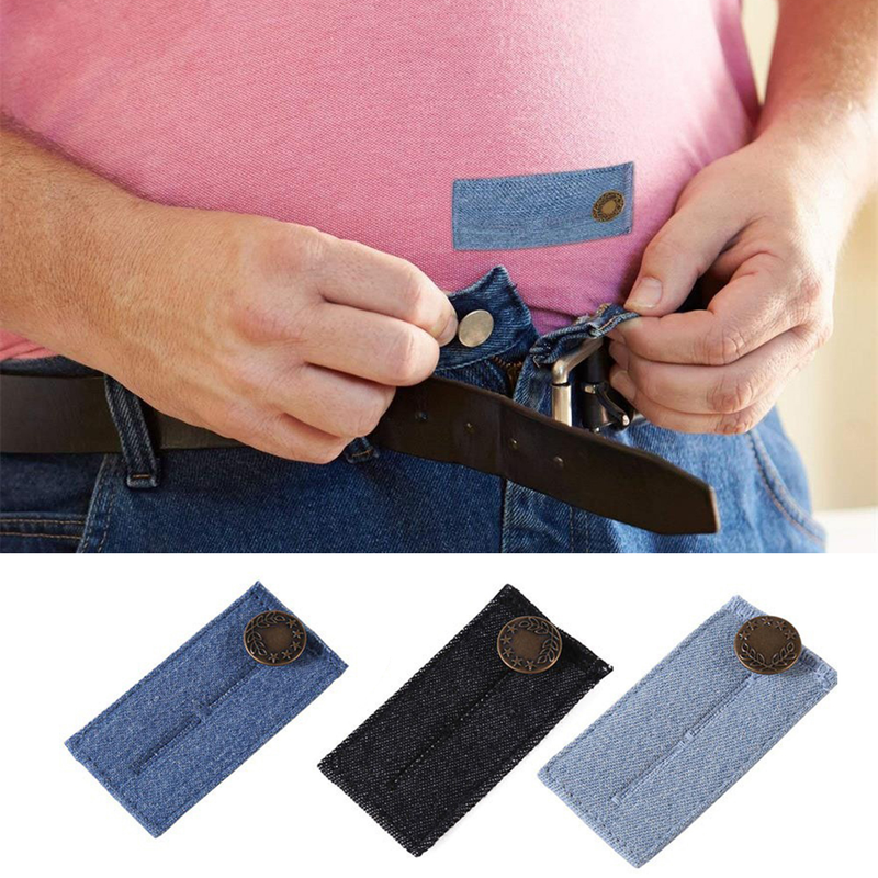 Zhuoxinder Waist Extension Buckle Button  Denim Extended  Waist Adjustment  Lengthen Waist Pants Waist Extension Buckle Jeans Accessories-Black_voghion.com