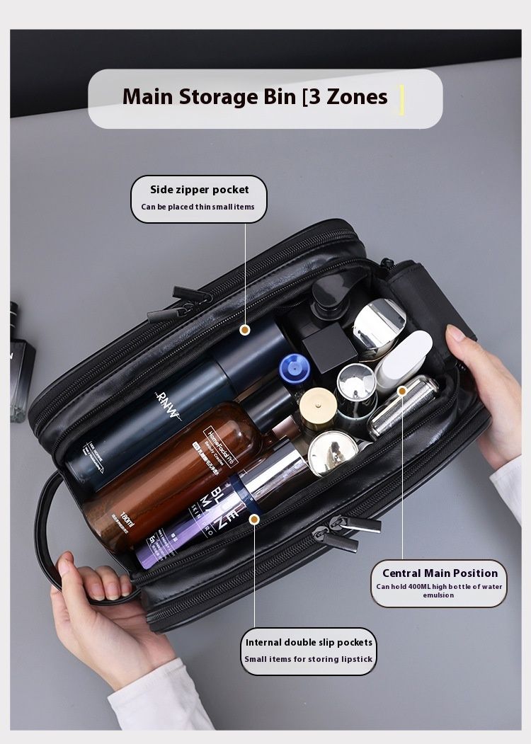 New product: Three opening multifunctional PU men's grooming large capacity high-end makeup bag, cosmetic storage bag_voghion.com